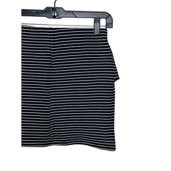 Zara Skirt Womens Small Mini Stretch Ruffles Pull On Striped Black White Casual - Picture 9 of 11